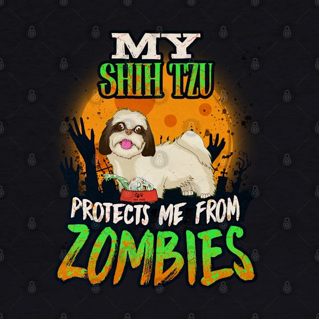 My Shih Tzu Protects Me From Zombies - Gift For Shih Tzu Owner Shih Tzu,Chrysanthemum Dog,Chinese Lion Dog, Lover by HarrietsDogGifts